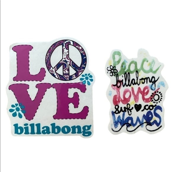 BUNDLE of 2 BILLABONG Love, Peace, Surf Surfer Stickers - Picture 1 of 3